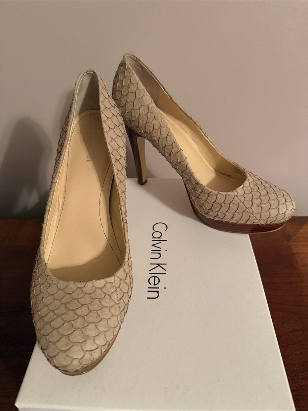 Calvin Klein Taupe Scaled Pump - Women's High Heels